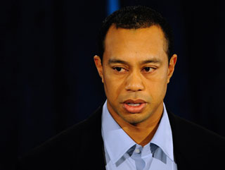 Tiger Woods speaks at today's press conference