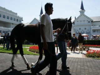 KP has made it to the Churchill Downs track for a look around