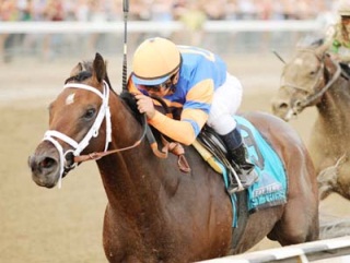 Stay Thirsty wins the $1m Travers Stakes (photo courtesy of Melissa Wirth/Horsephotos.com) 