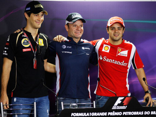 Three of a kind. Brazilian trio (left to right) Senna, Barrichello and Massa will be racing in front of their home fans. 
