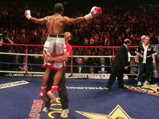 Adam Booth lifts David Hayle after a win 2008, will he be doing the same again on Saturday night?