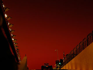 Vettel emerges out of the pits in Abu Dhabi 