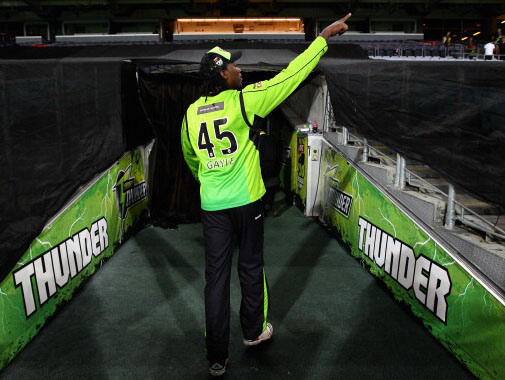 Chris Gayle is a hired gun these days, pictured here playing in the Australian T20 competition, the Big Bash. 