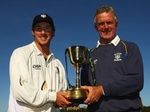 Will and Durham coach Geoff Cook celebrate winning the 2009 County Championship