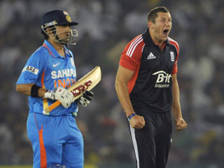 Tim Bresnan reacts after being told Yorkshire pudding won't be served with the Sunday roast 
