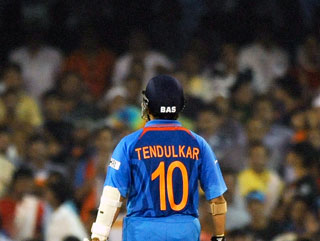A sight Pakistan hope they see early in Wednesday's semi-final - Sachin Tendulkar leaving the pitch