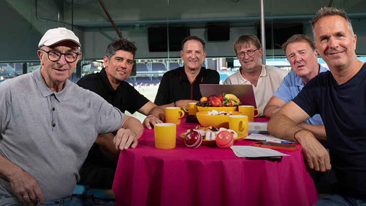 Alastair Cook, David Lloyd, Phil Tufnell, Michael Vaughan and Mark Waugh