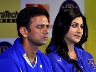 Rajasthan royalty: captain Rahul Dravid with owner Shilpa Shetty
