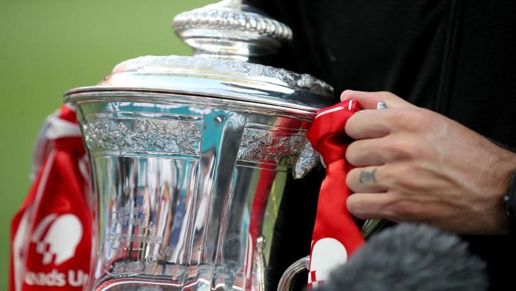 Players celebrate winning the FA Cup