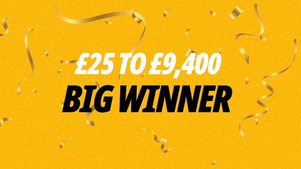 Big Winners on Betfair: Punter wins £9,400 