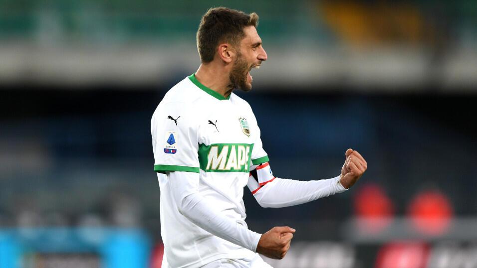 Sassuolo captain Domenico Berardi celebrating