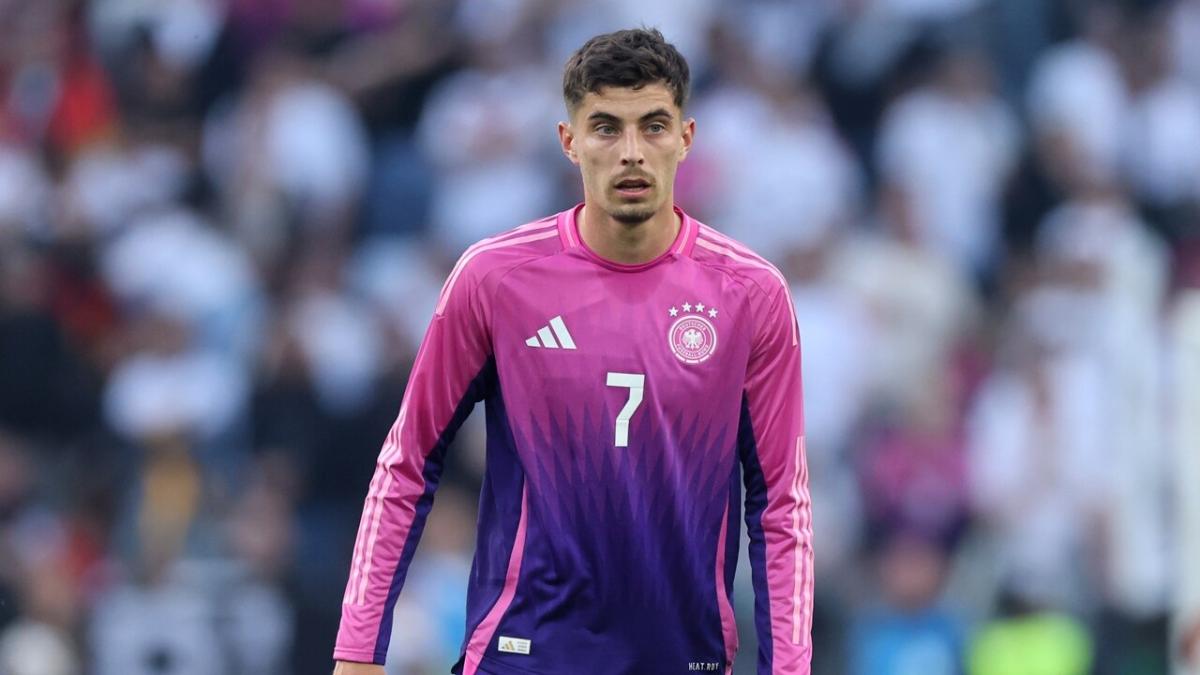 Kai Havertz looks on in Germany's away kit