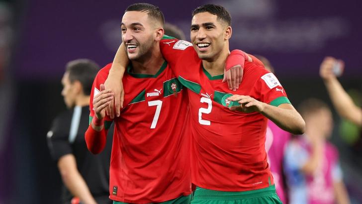 Galatasaray and Morocco playmaker Hakim Ziyech and PSG and Morocco defender Achraf Hakimi