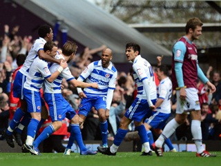 Reading players celebrate following their crucial win over West Ham last weekend