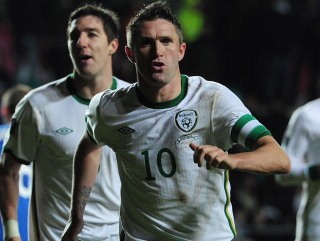 Robbie Keane celebrates scoring in the 4-0 win in Estonia last Friday