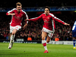 Samir Nasri will probably play in the fabregas role with Niklas Bendtner also a good candidate for a starting place