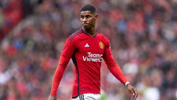 Marcus Rashford playing for Man Utd