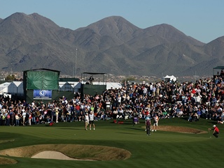 The unique 16th hole at TPC Scottsdale