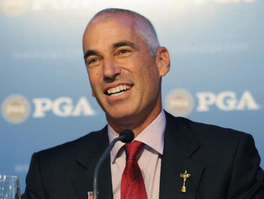 Corey Pavin during yesterday's press conference where he confirmed Tiger Woods as one of his picks 