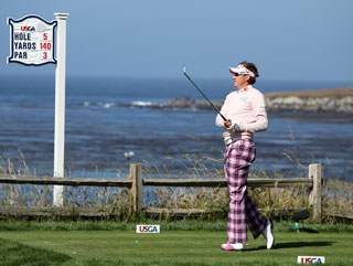 Ian Poulter pictured at Pebble Beach where he finished in a tie for 47th 