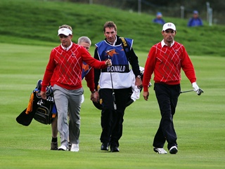 Padraig Harrington - out of form this morning alongside Luke Donald