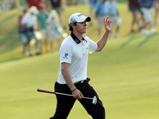 Cheers guys. McIlroy acknowledges the crowd after yet another superb shot.