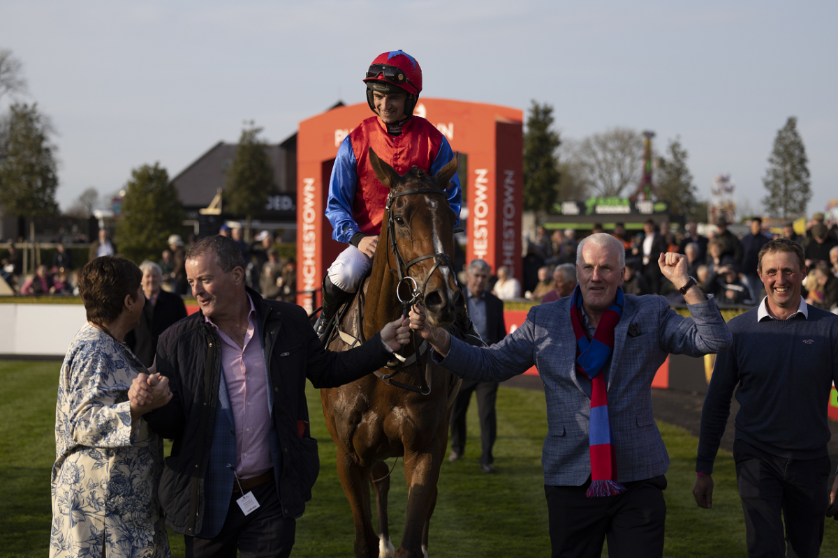 Facile Vega coming into the winners enclosure at Punchestown.