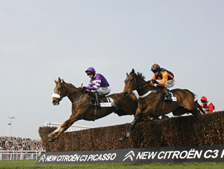 Herecomesthetruth (left) in action at Aintree
