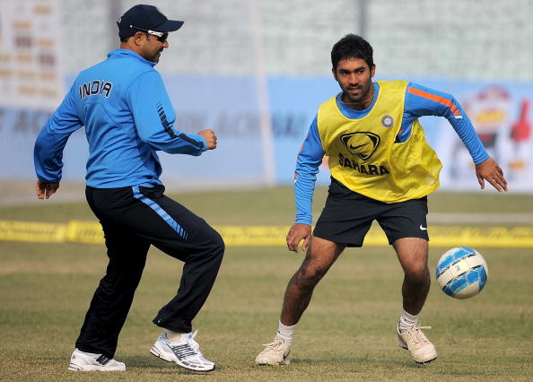 The Indian cricket team get in the Monte's Multiple spirit by mixing a bit of football into their midweek action.