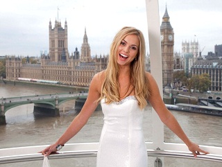 Alize Mounter, Miss England, poses in the London Eye ahead of Miss World 2011