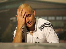 A tearful Andre Agassi addreses the world's media after being knocked out of his last-ever Wimbledon by a teenage Rafael Nadal in 2006 but his name is very much in the spotlight today after his drugs-taking confession. 