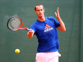 A new look Murray hits some practice shots in Monte Carlo 