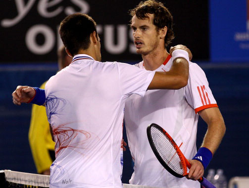 Brothers in arms. Novak Djokovic embraces Andy Murray after a monumental effort by both players. 