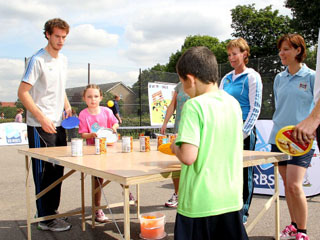 Doing it for the kids. Murray has been relaxing ahead of the biggest fortnight of his year.