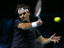 The imperious Roger Federer in action against Andy Murray 