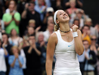 Sabine Lisicki enjoys the win 
