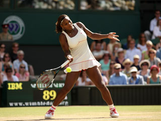 Serena Williams powers through a forehand - expect more of the same today