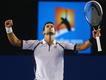 Djokovic celebrating Melbourne 2013.jpg
